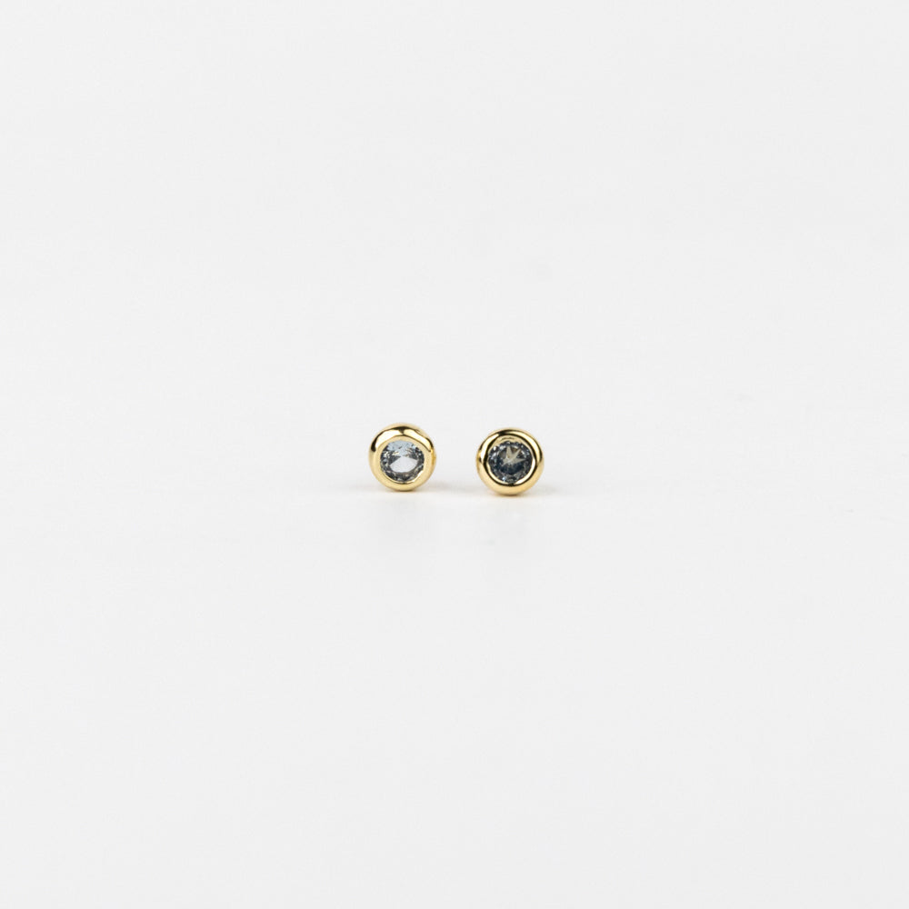 Dainty Bezel Birthstone Stud Earrings - March