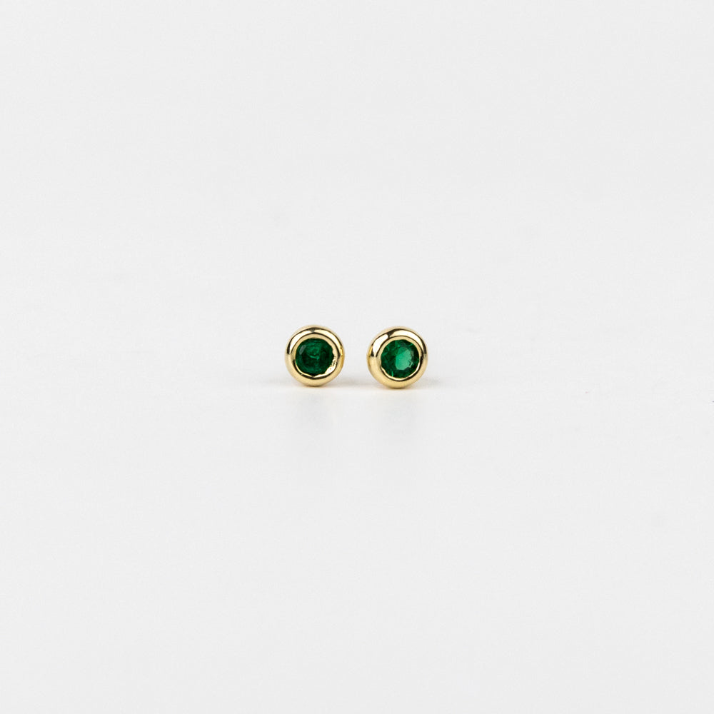 Dainty Bezel Birthstone Stud Earrings - May
