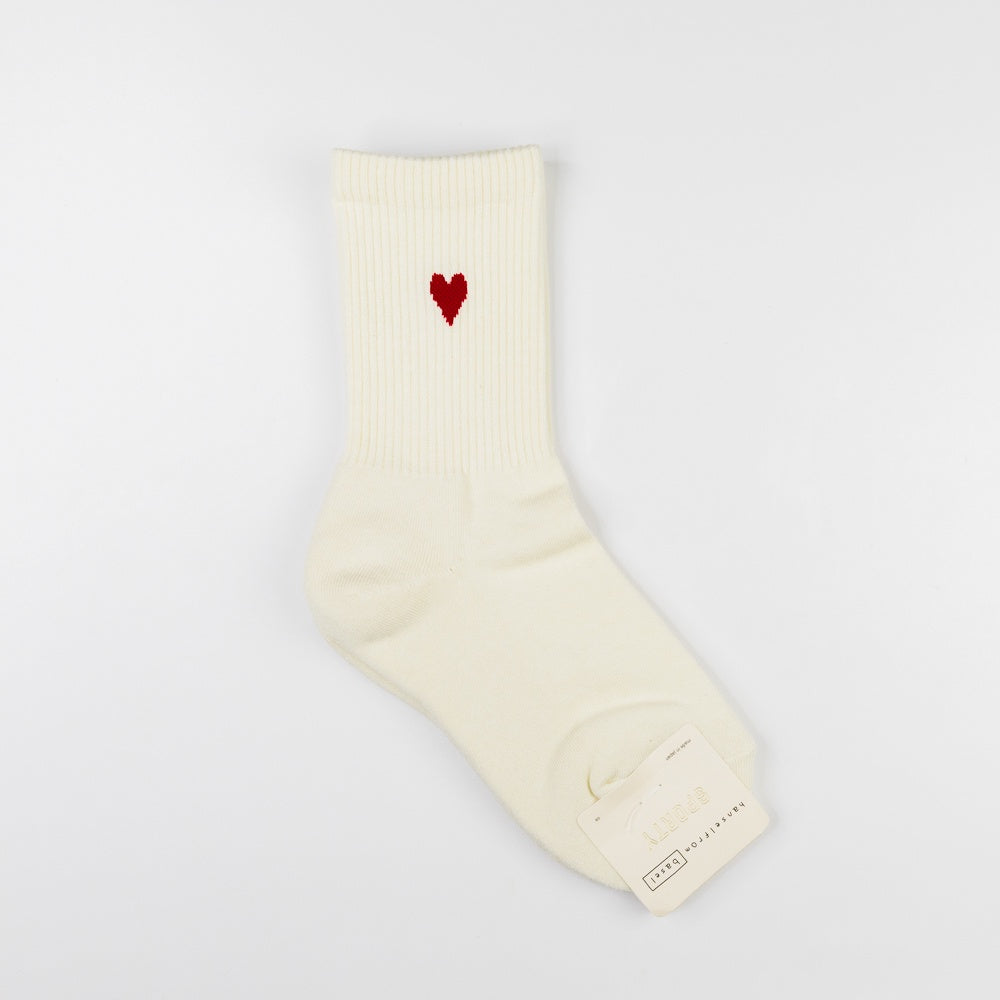 Heart Sporty Crew Socks - White
