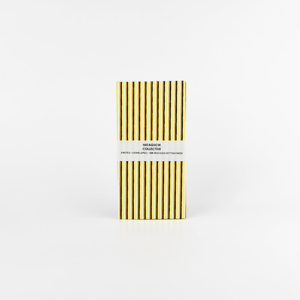 Large Envelope with Notecard Set - STRIPES YELLOW MIX