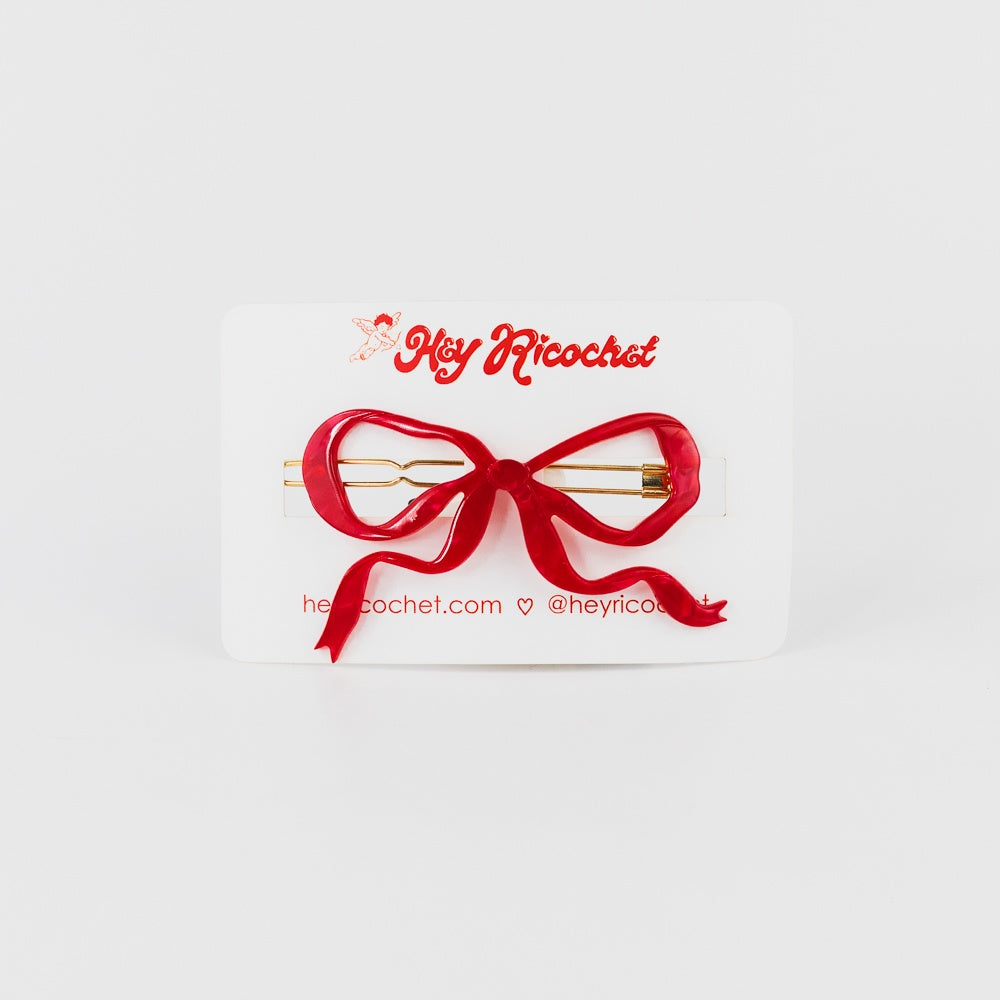 Ribbon Bow Clip - Red