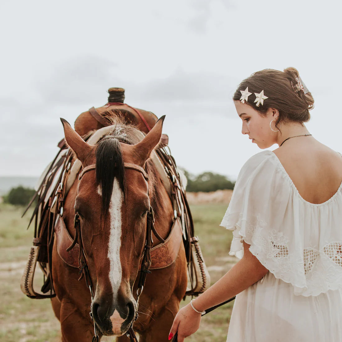Star-shaped hair clips on a white card with 'Hey Ricochet' branding.