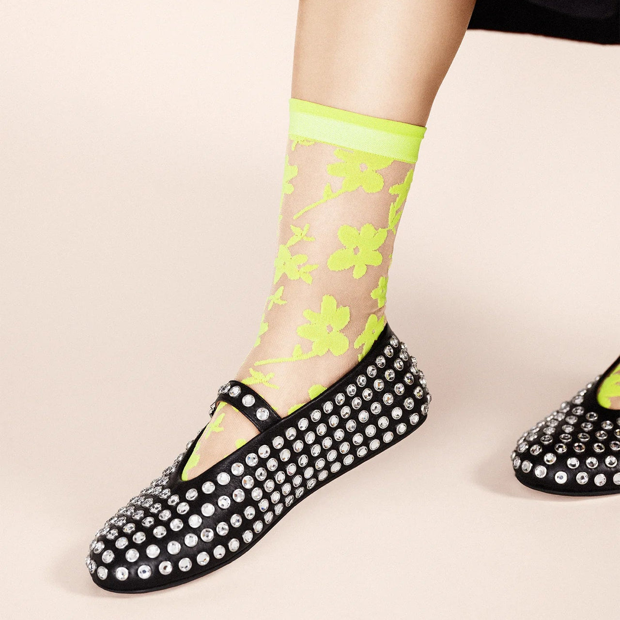 Bobo Sheer Crew Socks - Tennis Green