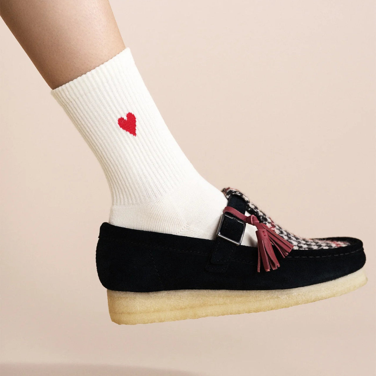 Heart Sporty Crew Socks - White