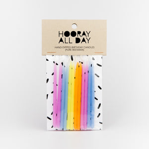 Colorful Hand-Dipped Beeswax Birthday Candles - Pastels