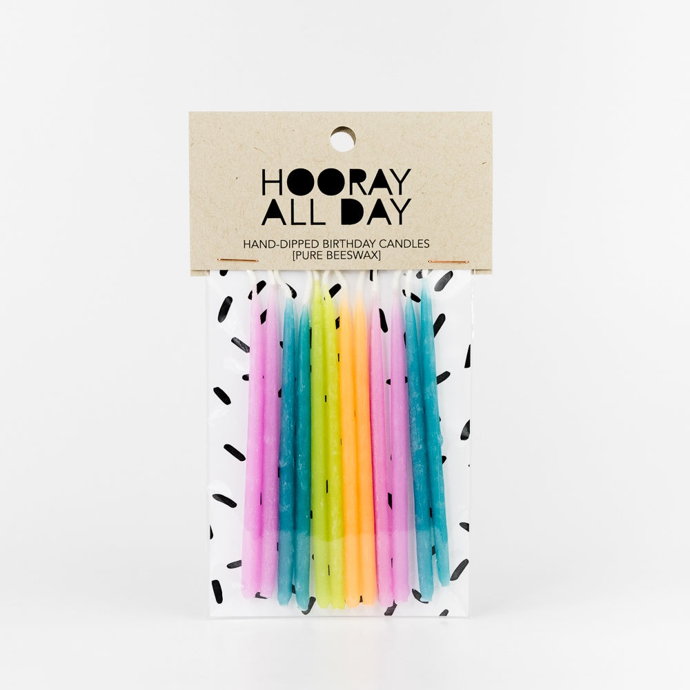 Hand-Dipped Beeswax Birthday Candles - Tutti Fruity