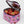 Pink insulated lunch bag with Hello Kitty designs containing red apples on a white background
