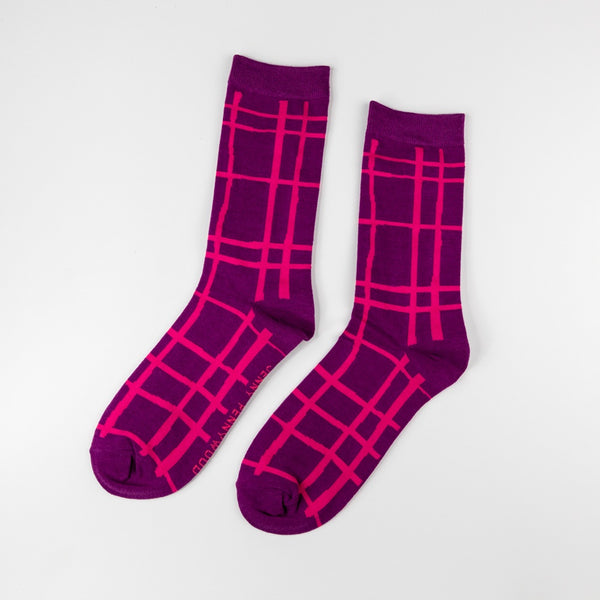 Crew Socks - Darby in Magenta & Hot Pink