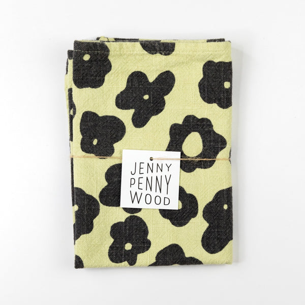 Tea Towel - Celeste in Faded Black, Pear