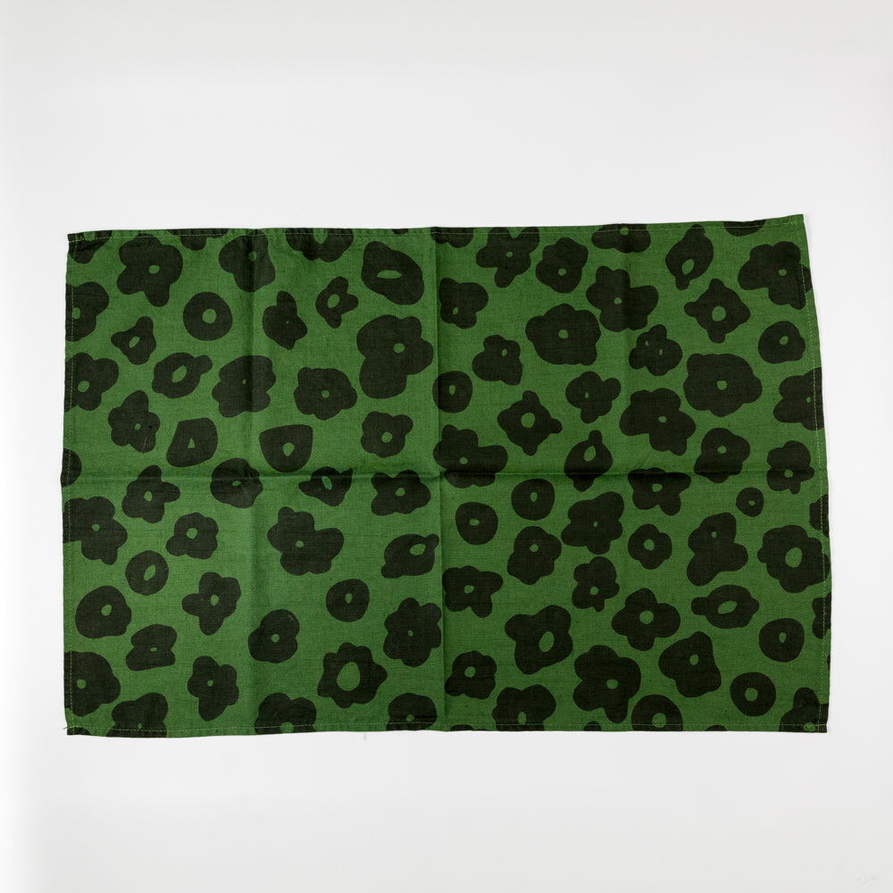 Tea Towel - Celeste in Faded Black, Evergreen