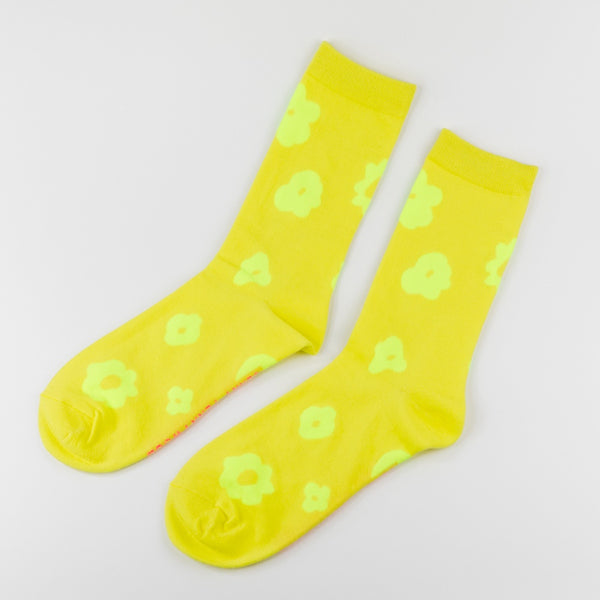 Jenny Pennywood Crew Socks - Celeste in Sunny Yellow & Neon