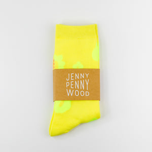 Jenny Pennywood Crew Socks - Celeste in Sunny Yellow & Neon