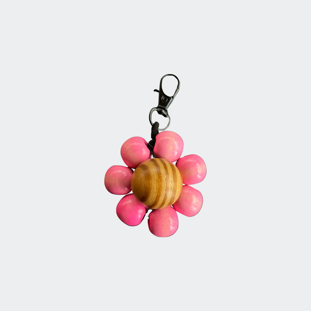 guava pink flower keychain