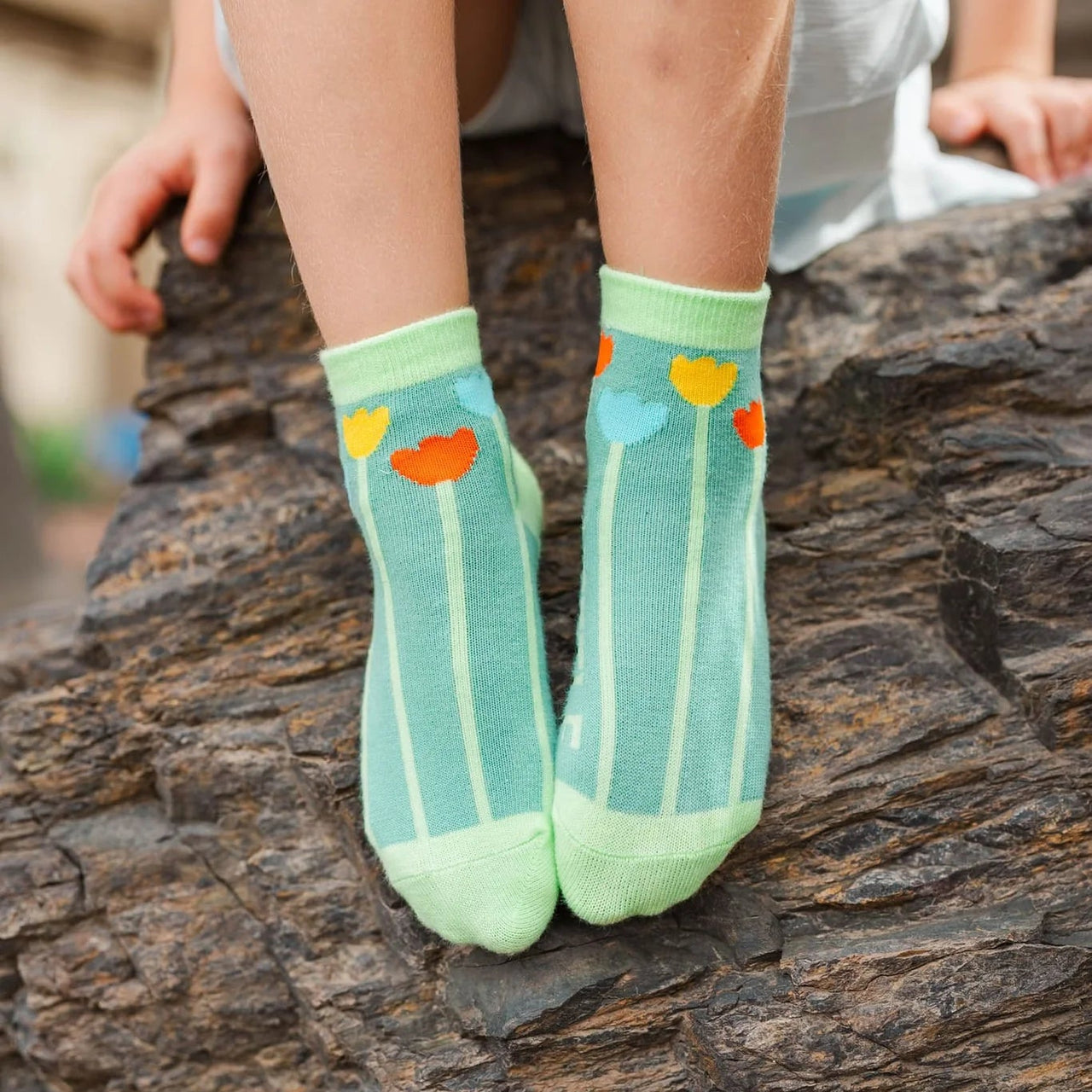 Kid's Cotton Ankle Socks - Primary Tulip