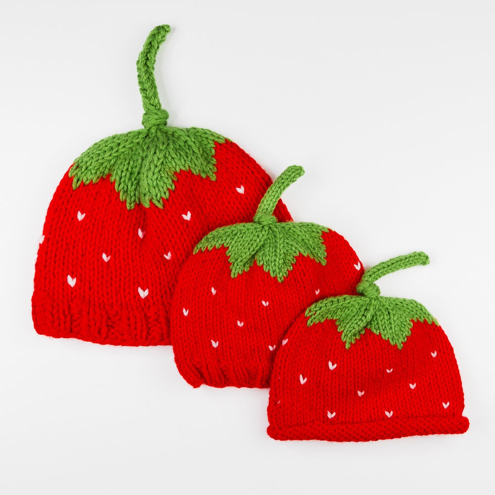 Hand Knit Strawberry Hat