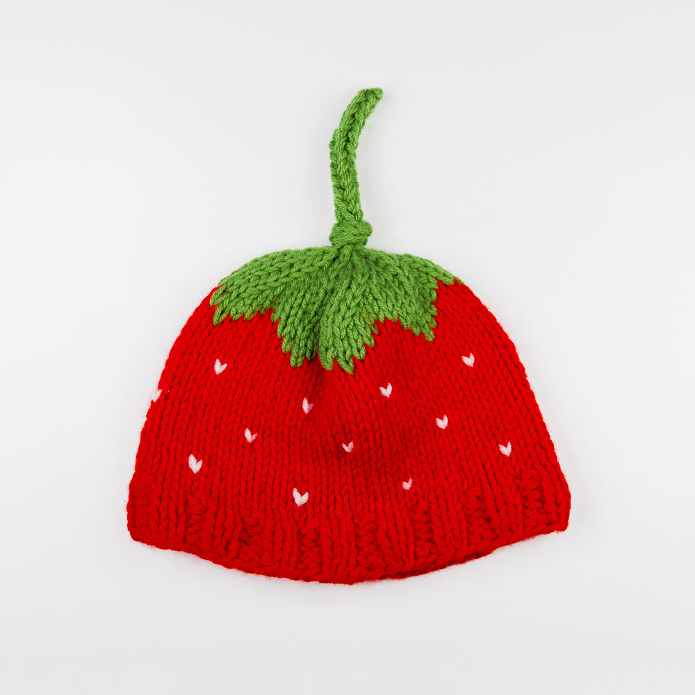 Hand Knit Strawberry Hat
