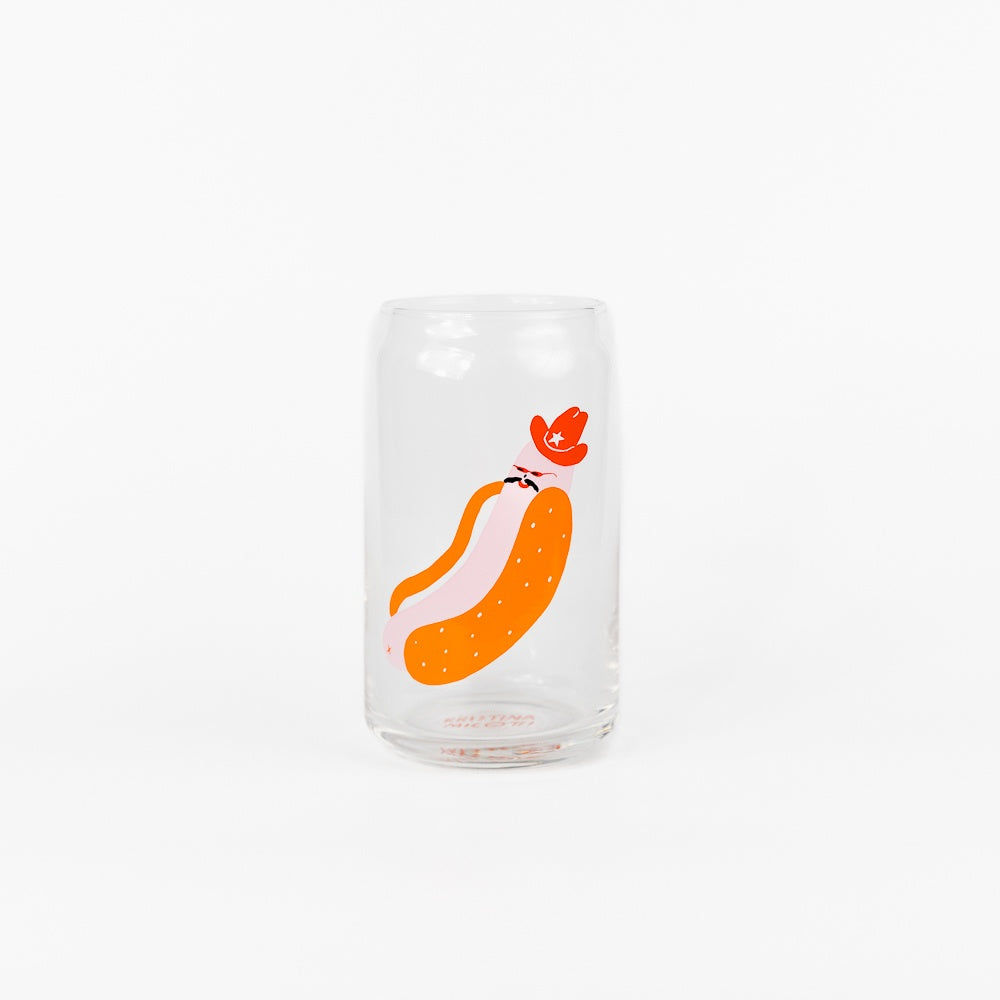 Cowboy Hotdog Beer Can Glass