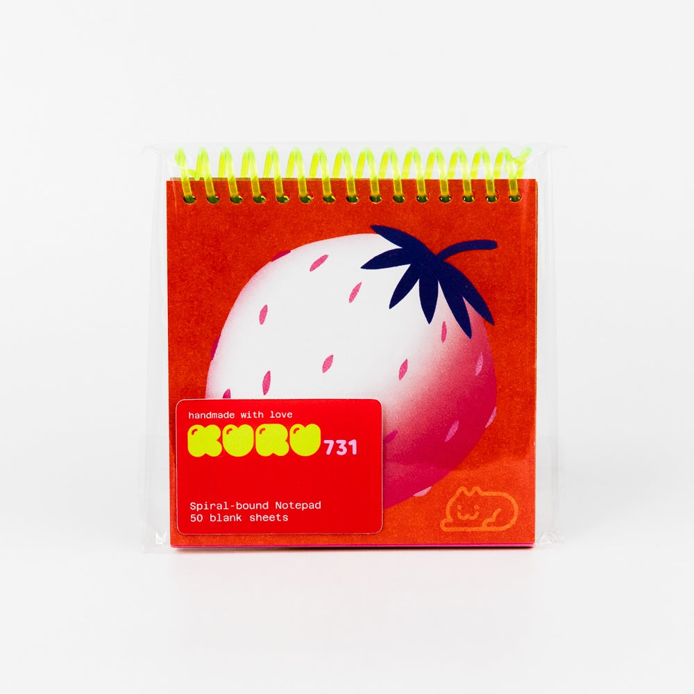 White Strawberry Spiral Notepad