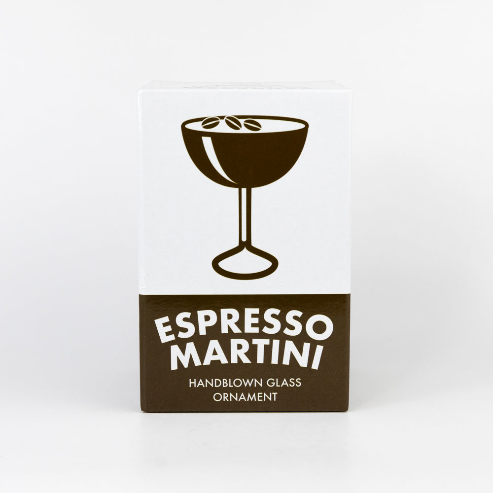 Decorative ornament packaging for 'Espresso Martini' on a white background