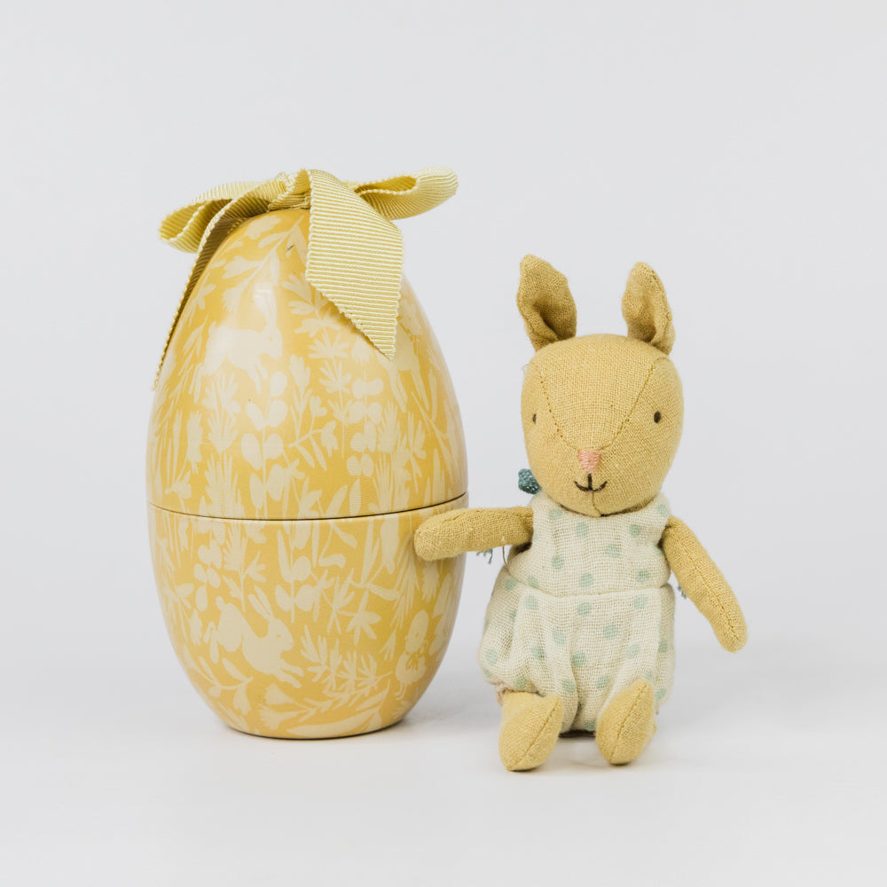 Easter Egg with Micro Rabbit, Small - Cream Yellow