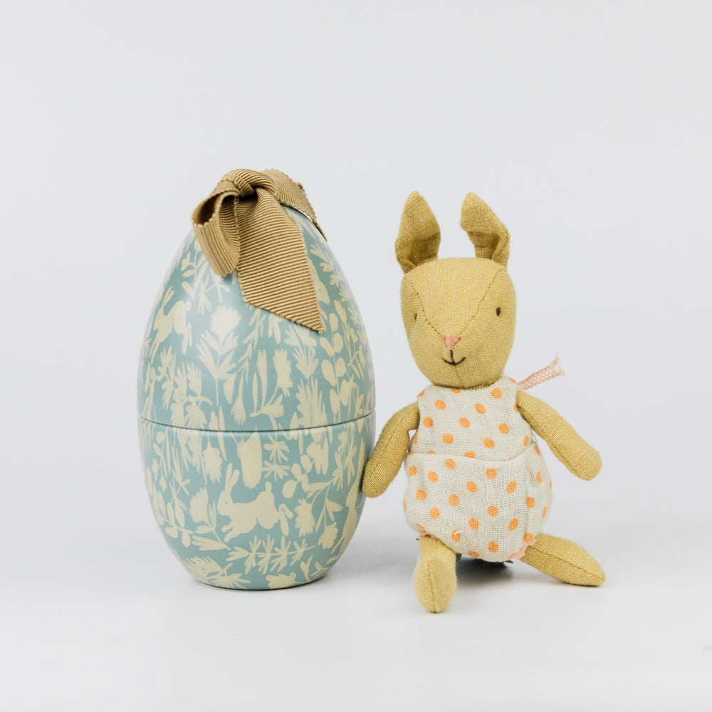 Easter Egg with Micro Rabbit, Small - Dusty Blue