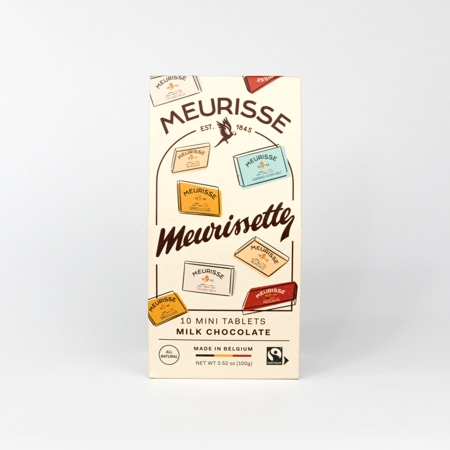 Meurisse Meuwissette milk chocolate packaging on a white background