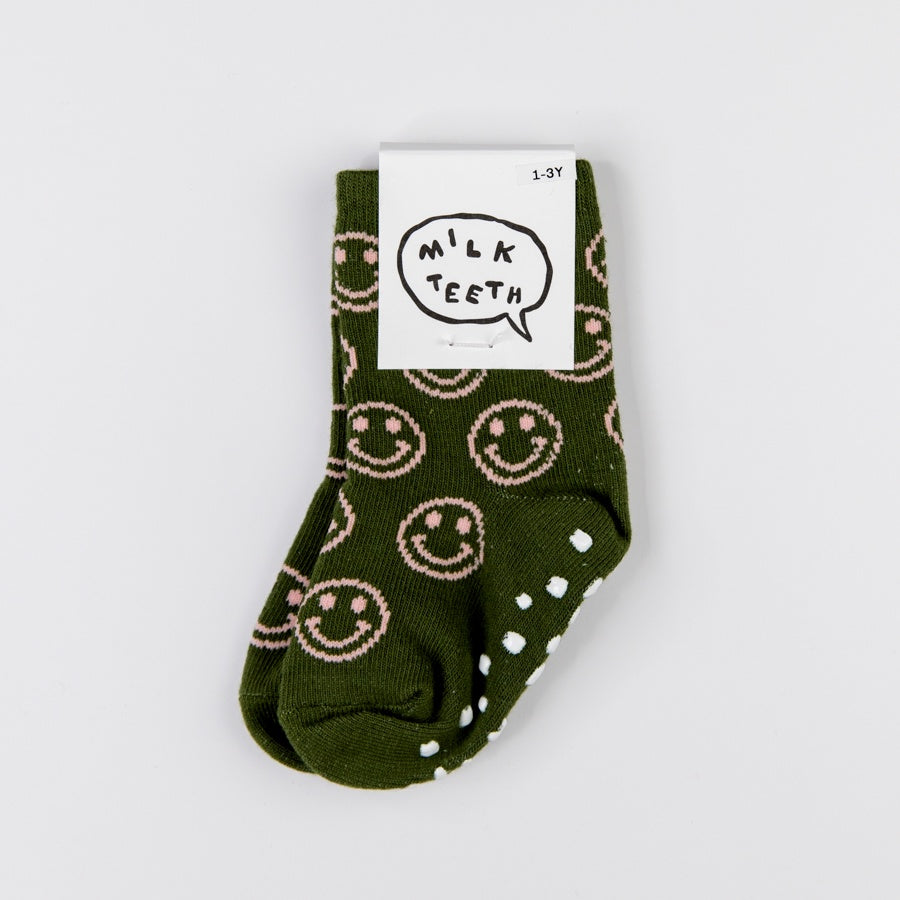 Grip Sock - Olive Smile