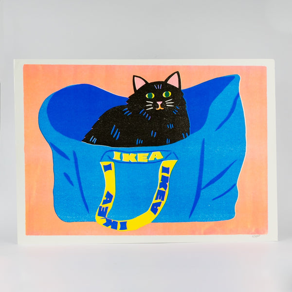 Ikea Bag Black Cat Print