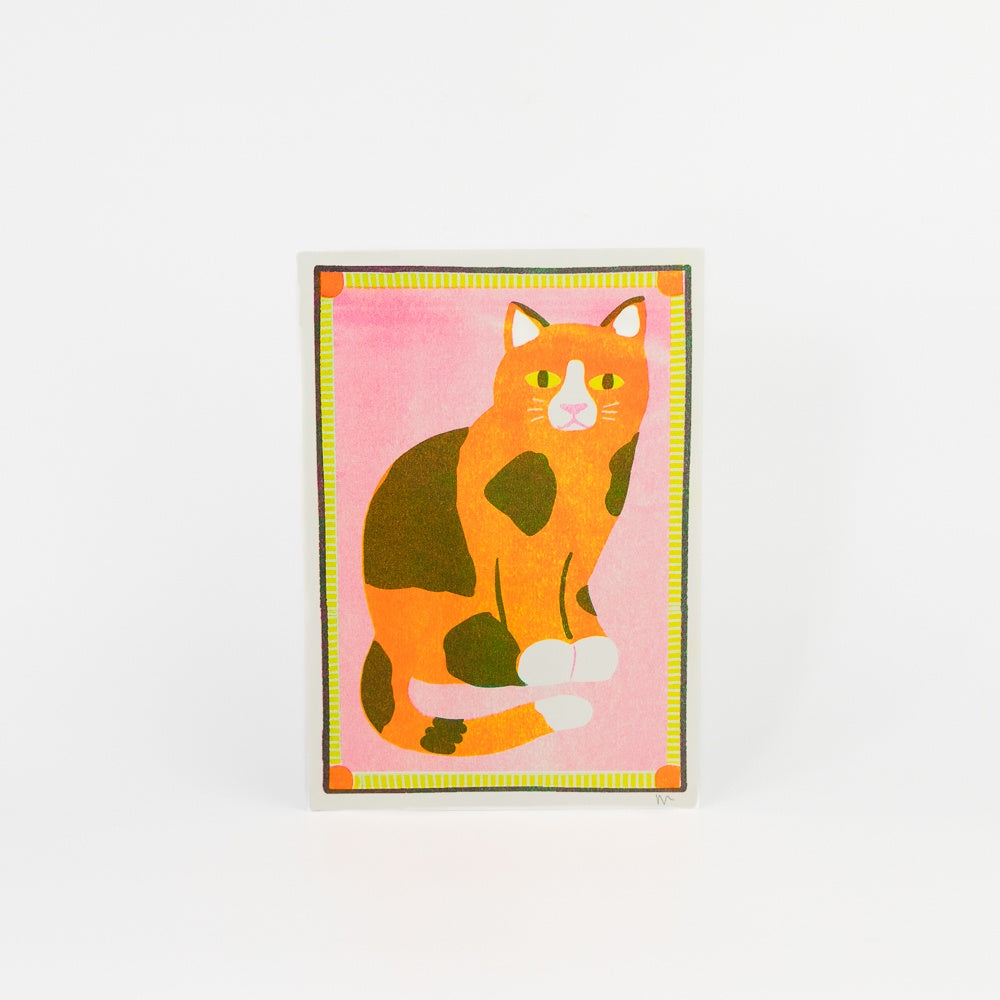 Orange Patchy Cat Mini Print