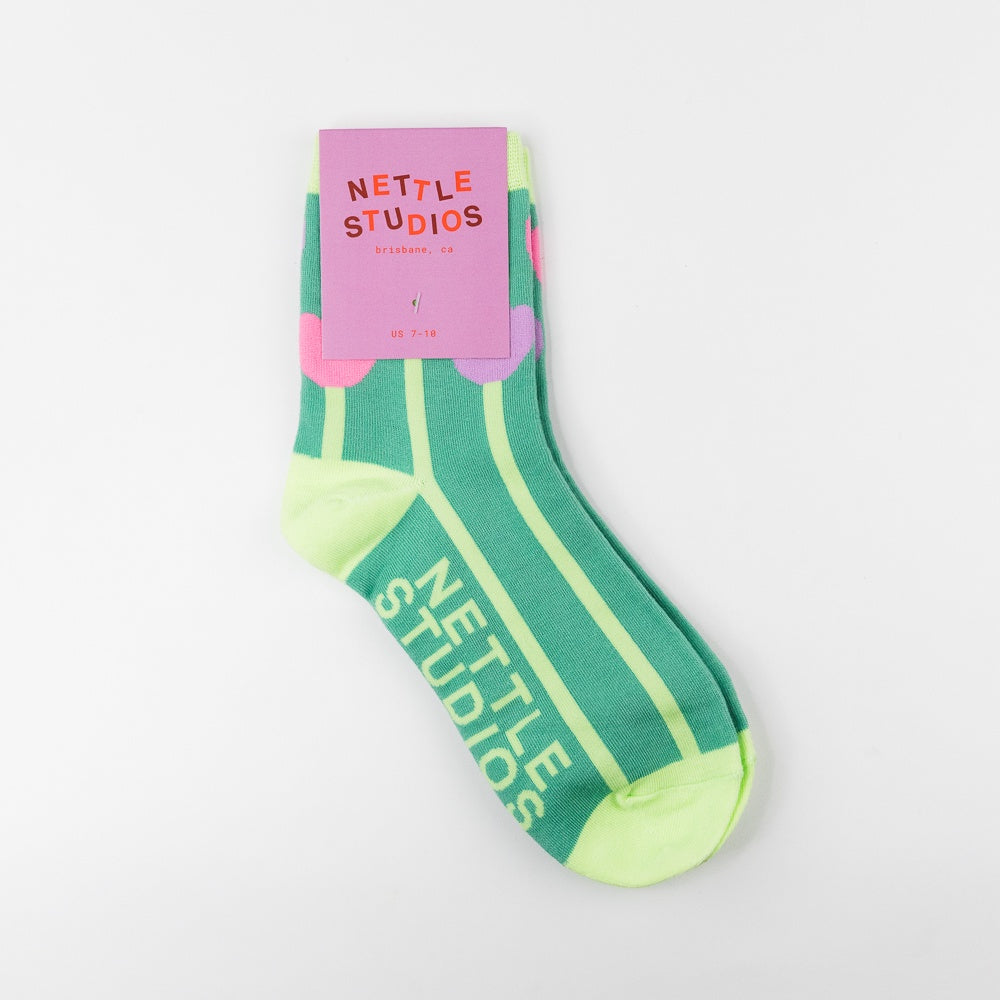 Women’s Cotton Ankle Socks - Pink Tulips