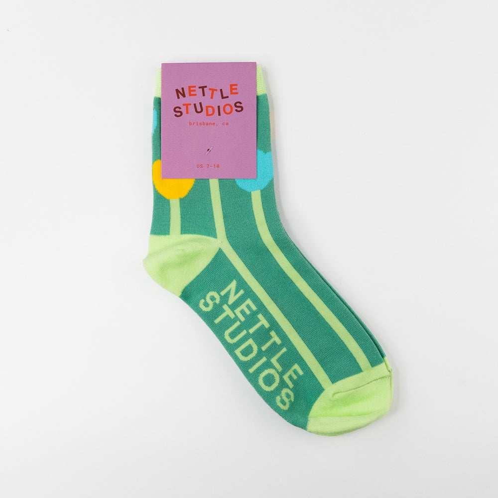 Women’s Cotton Ankle Socks - Primary Tulips