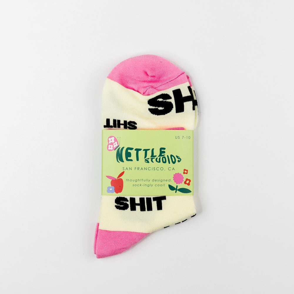 Women's Cream Pink Swear Word Ankle Socks