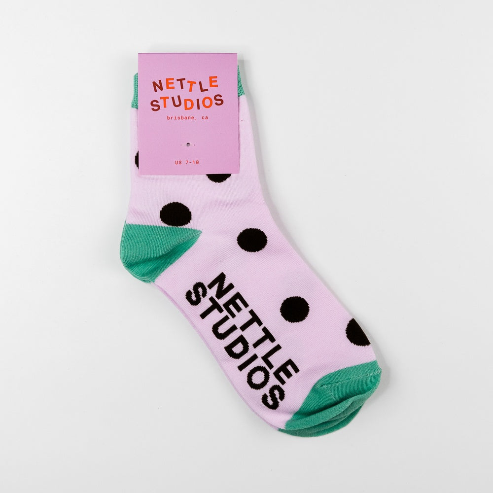 Women's Purple Brown Dot Ankle Socks