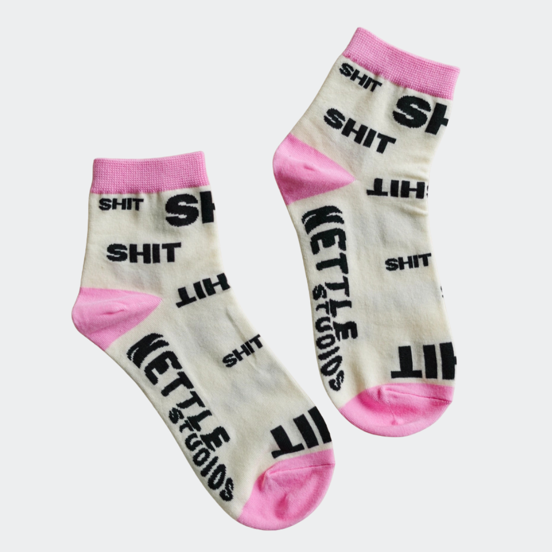 Women's Cream Pink Swear Word Ankle Socks