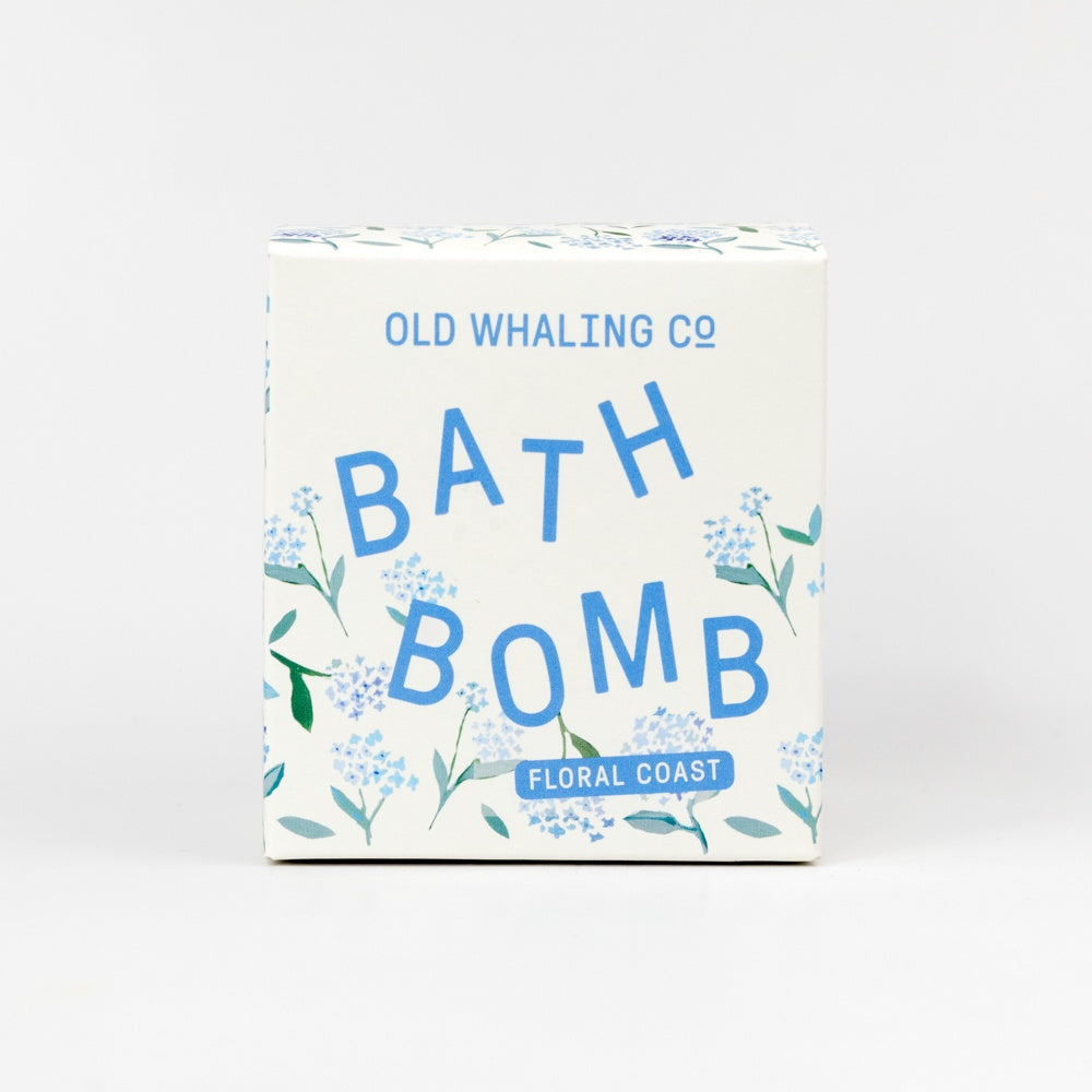 Box of Old Whaling Co Bath Bomb with floral design on a white background