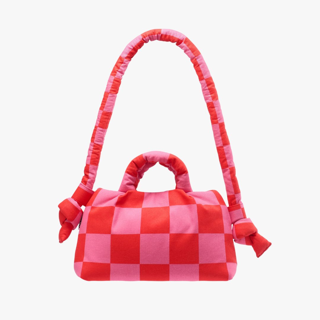 MiniOna Soft Bag - Check Red + Pink