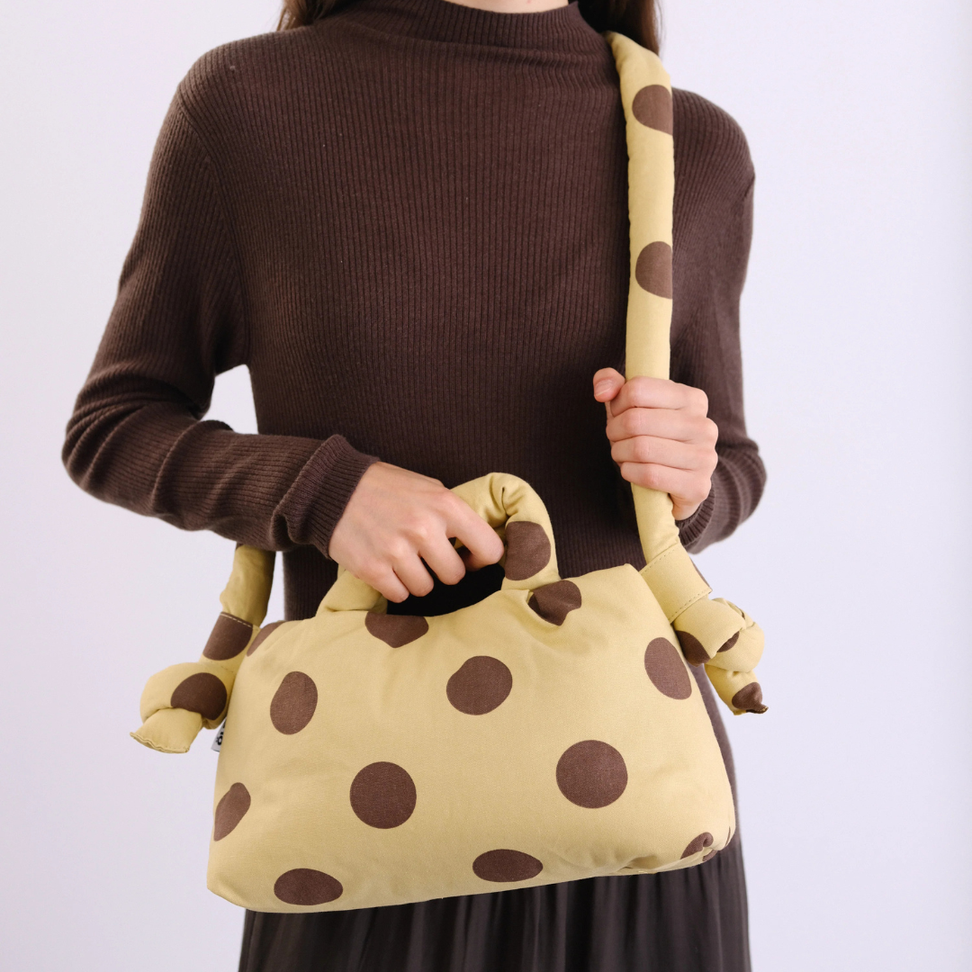 MiniOna Soft Bag - Dots Chocolate + Lime