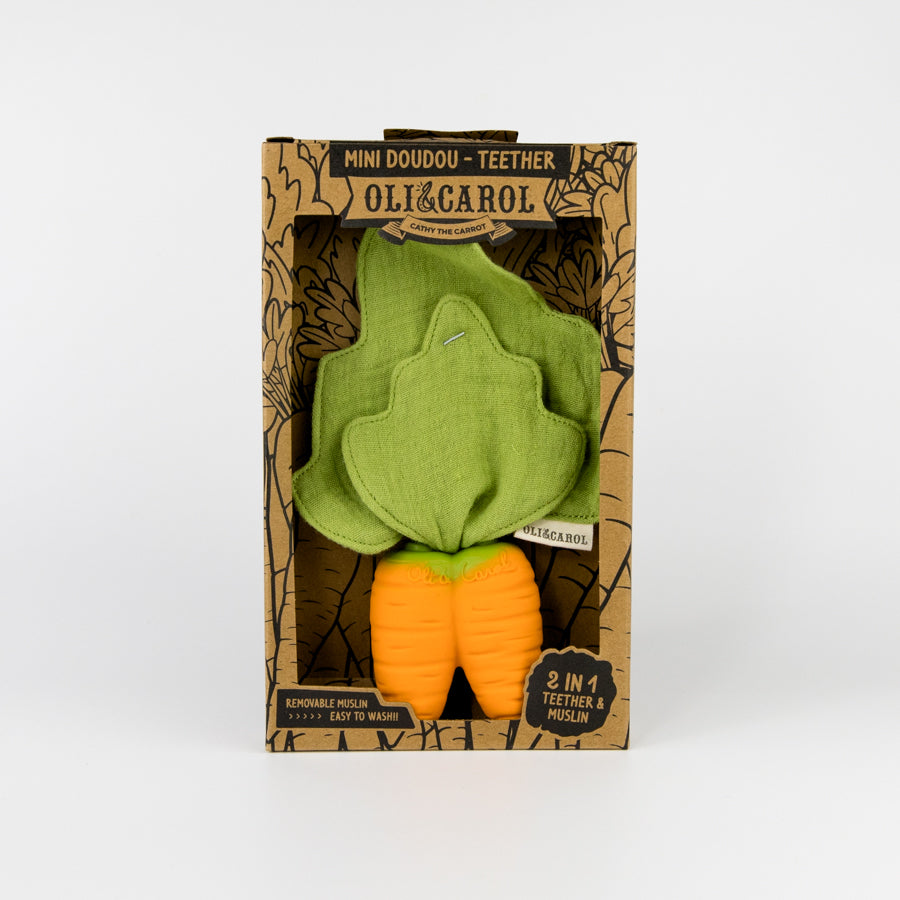 Cathy the Carrot Mini Doudou Teether