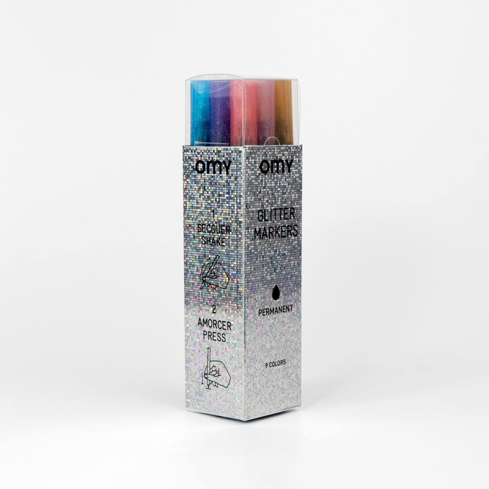 9 Glitter Markers Set