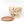 Ceramic cup with brown abstract patterns and matching saucer on a white background