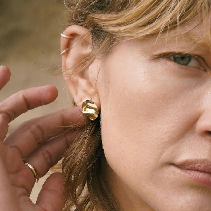 Dea Dia Perdido Folded Gold Stud Earrings