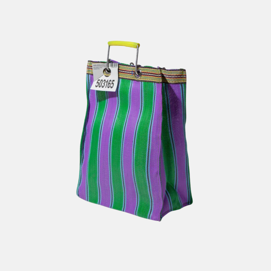 Recycled Plastic Stripe Bag - Rectangle, Green x Purple