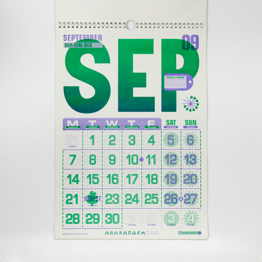 Calendar for September with a white background