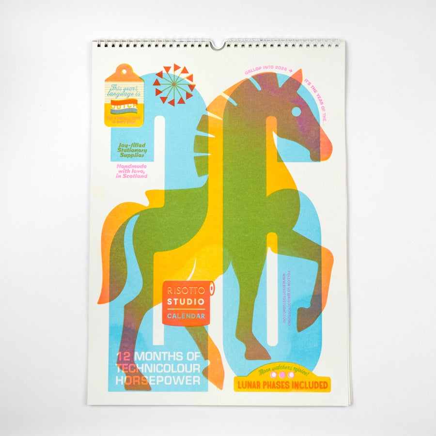Colorful calendar with text on a white background
