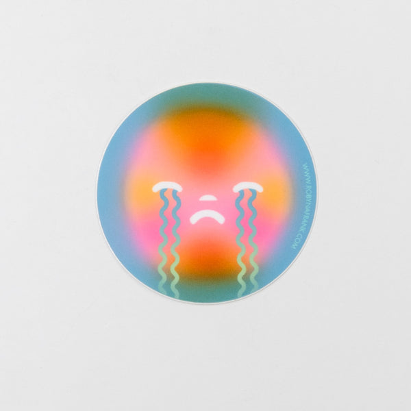 Sad Sun Circle Sticker