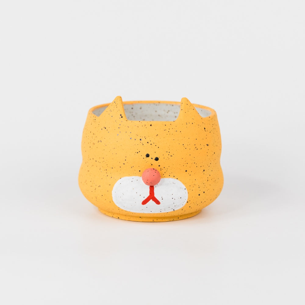 Orange Cat Plant Pot