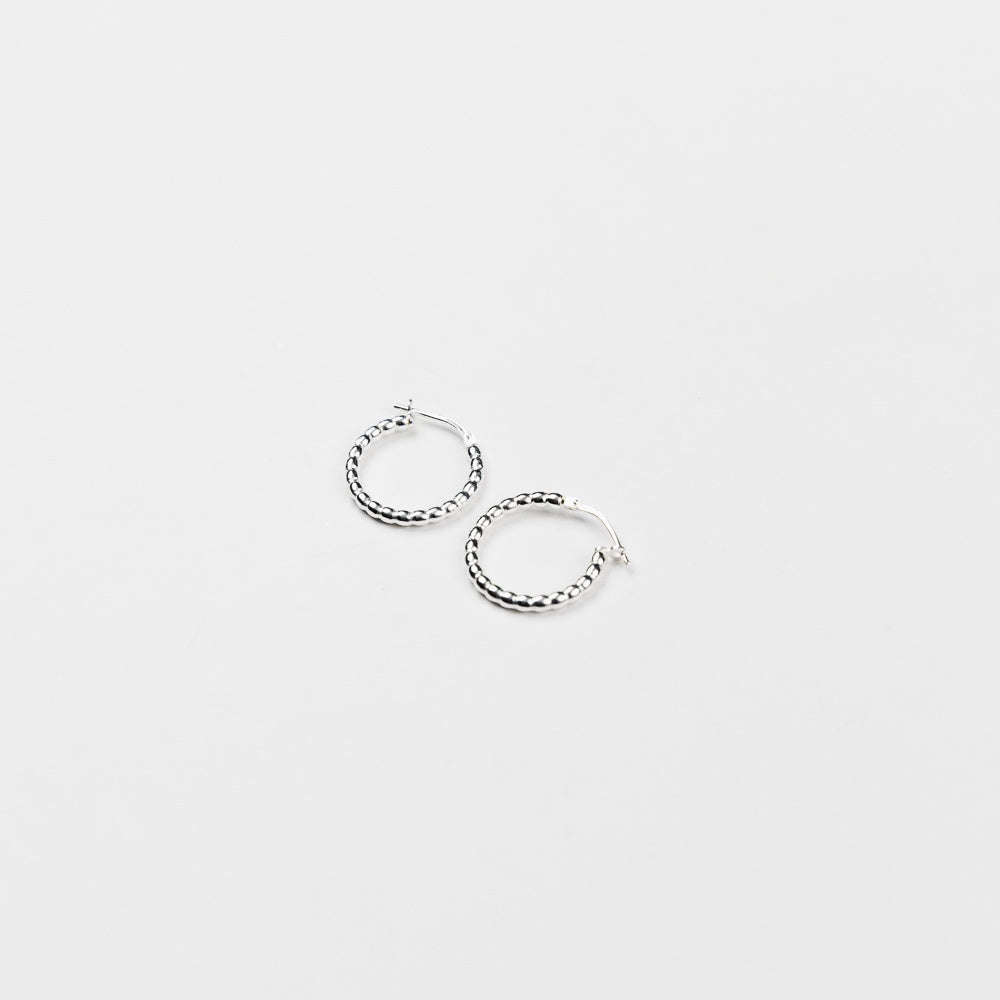 Sterling Silver Rice Bead French-Lock Hoops