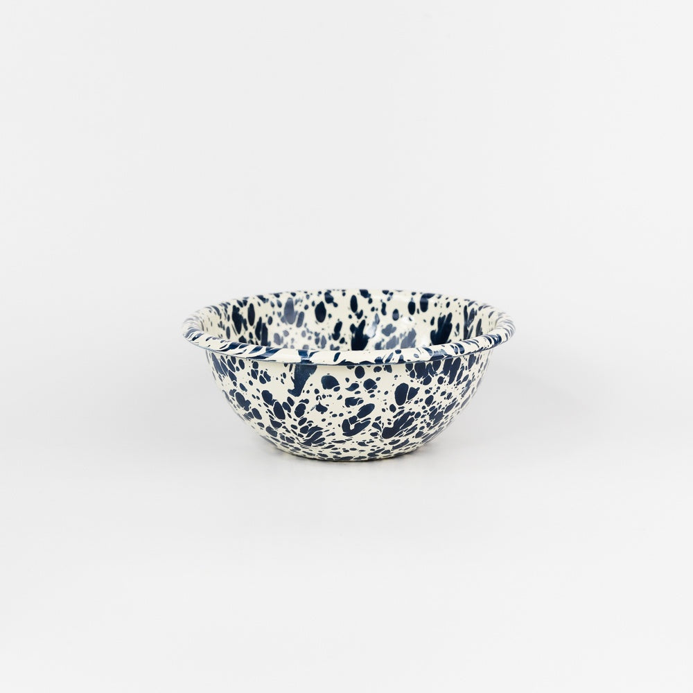 Splatter Enamelware 20 oz Cereal Bowl - Navy & Cream Splatter