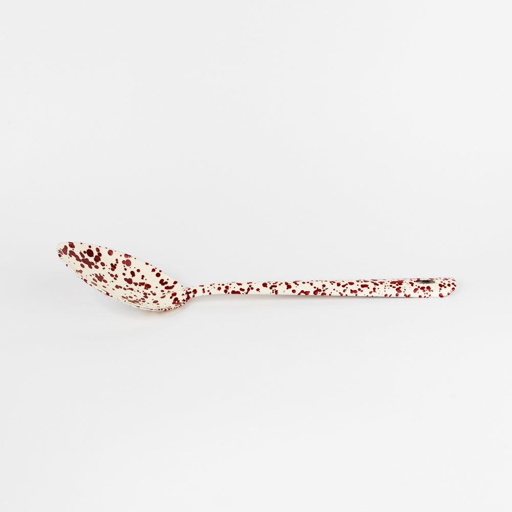 Splatter Enamelware Large Serving Spoon - Burgundy & Cream Splatter