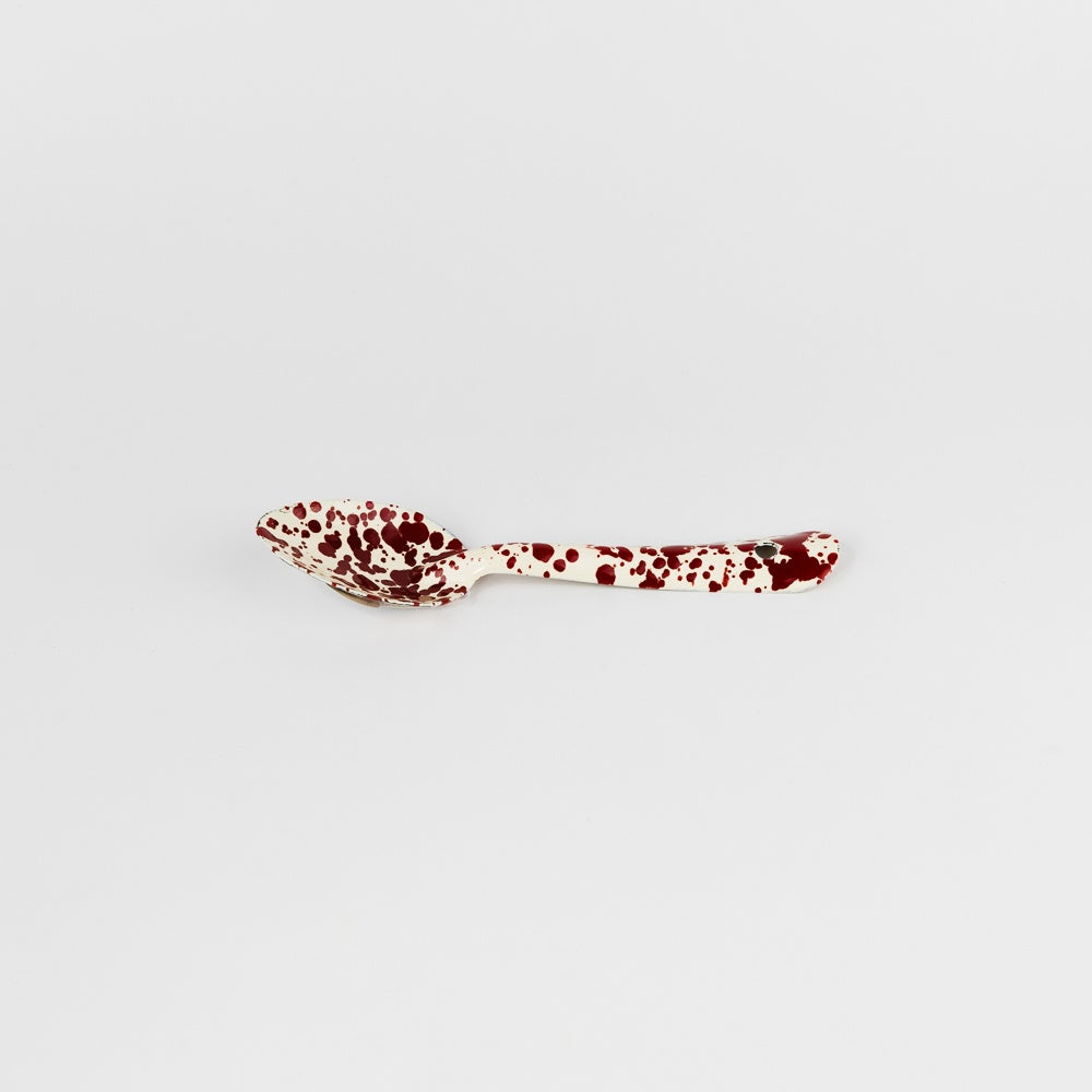 Splatter Enamelware Small Spoon - Burgundy & Cream Splatter